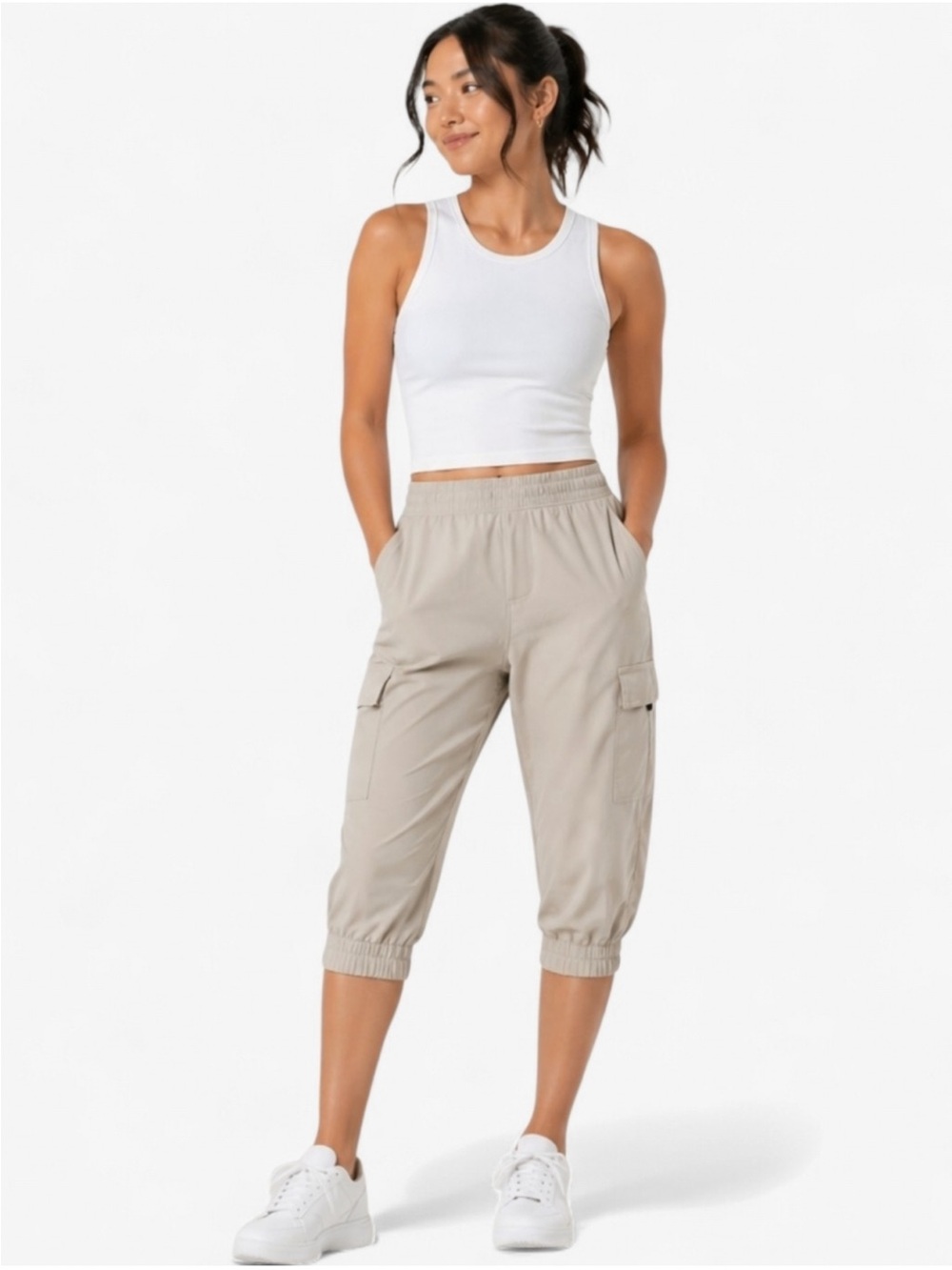 The North Face Womens Capri Cargo Jogger Pants Beige Hiking Size 6